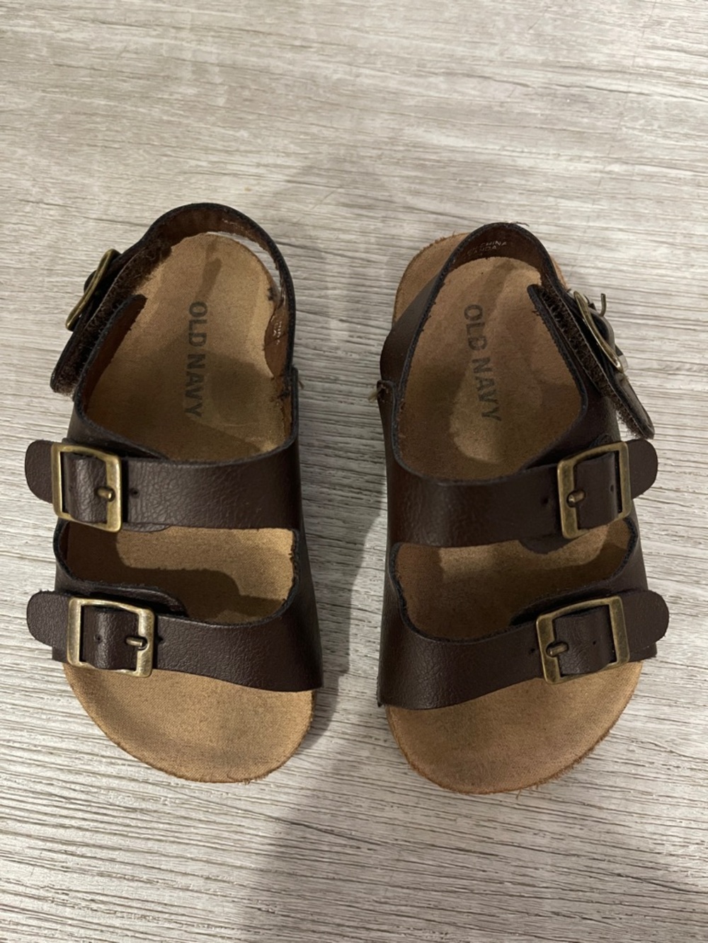 Old Navy Kids Brown Double-Strap Buckle Sandals